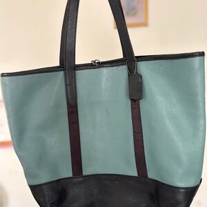 Vintage Large Teal and Black Office Coach Purse